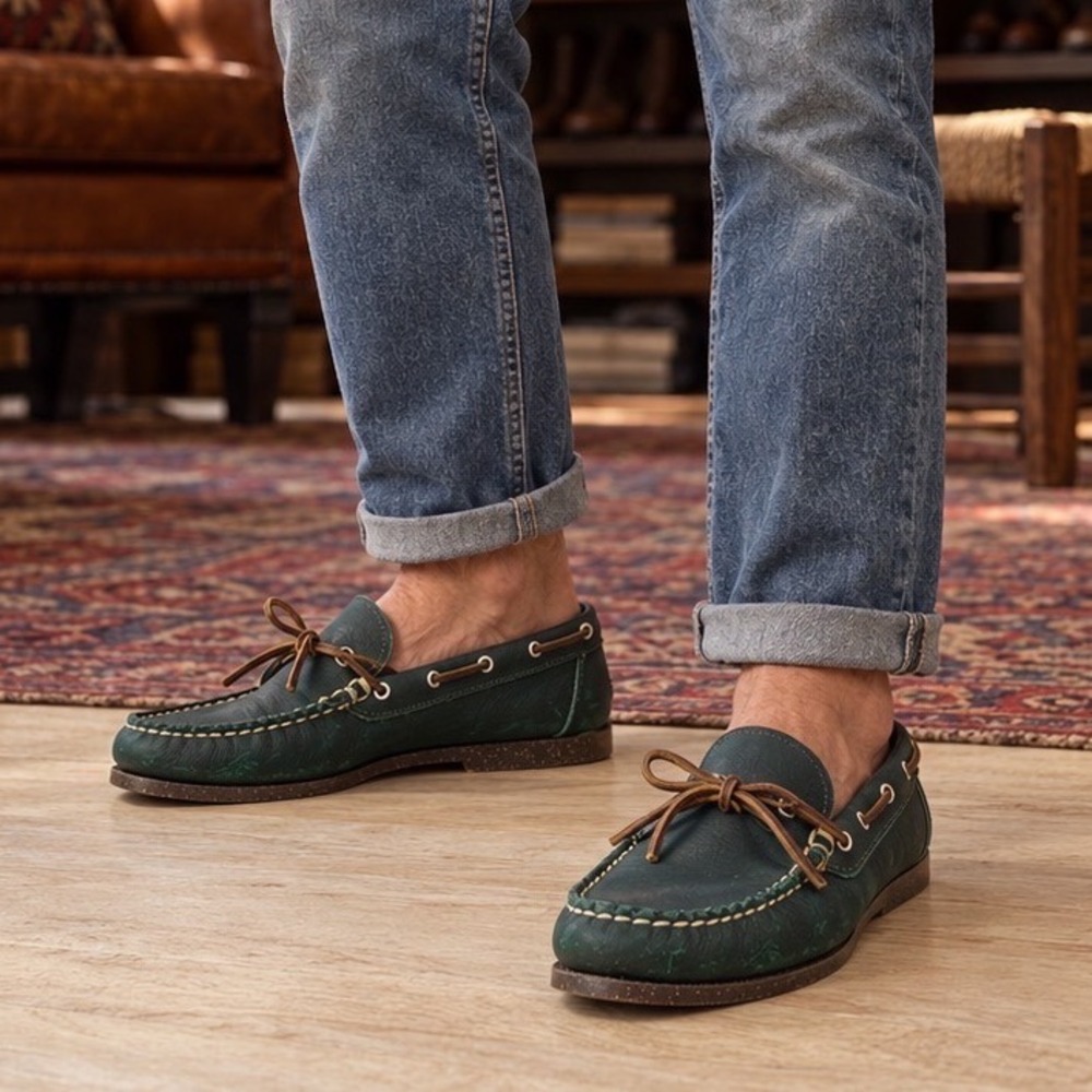 Allen Edmonds Northland Boat Shoes Mens 10 3E Green Leather Camp Mocs 10037